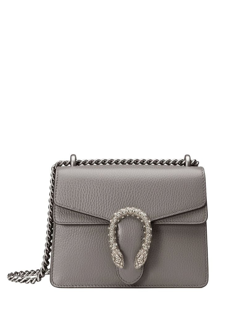 Gucci - Dionysus plaque mini bag - women - Leather/metal/Cotton/Crystal - One Size - Grey