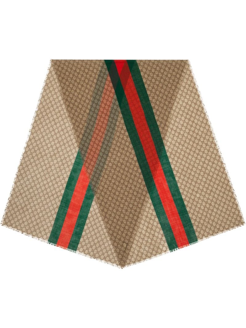 Gucci - monogram print scarf - men - Wool - One Size - NEUTRALS