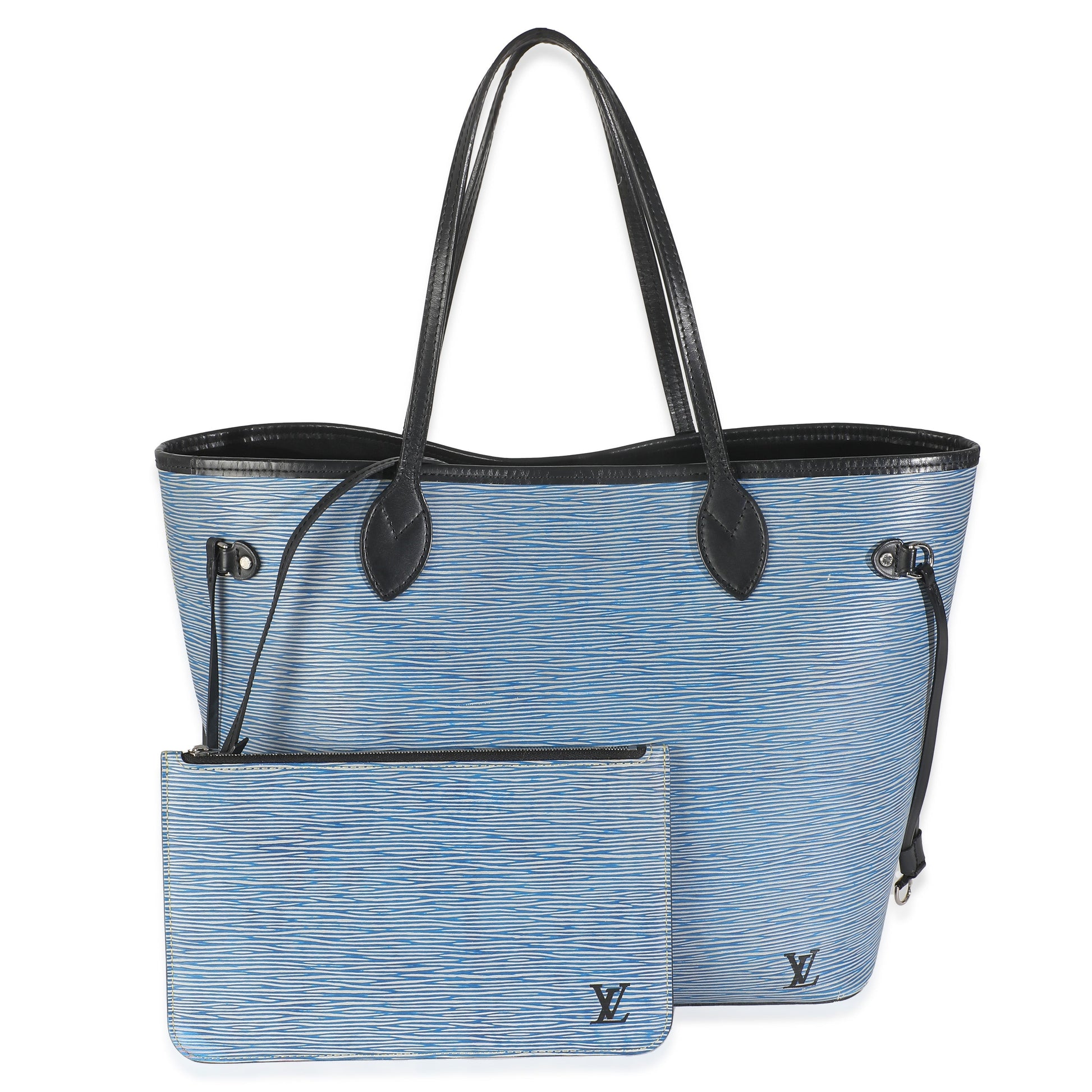 Louis Vuitton Epi Neverfull MM Denim Blue Tote Bag