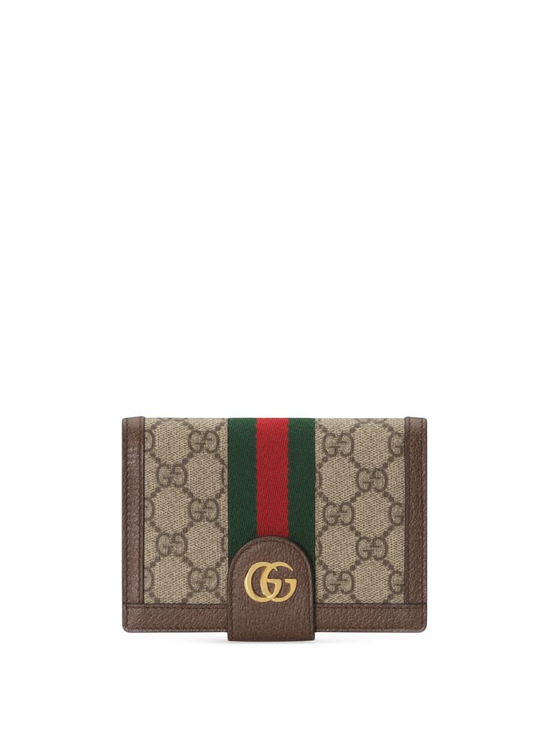 Gucci - monogram print passport case - women - Leather/Canvas - One Size - NEUTRALS