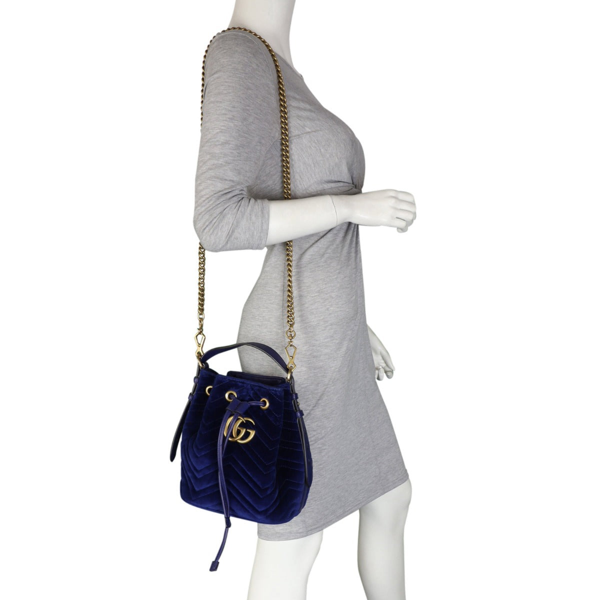 Gucci GG Marmont Bucket Bag Velvet