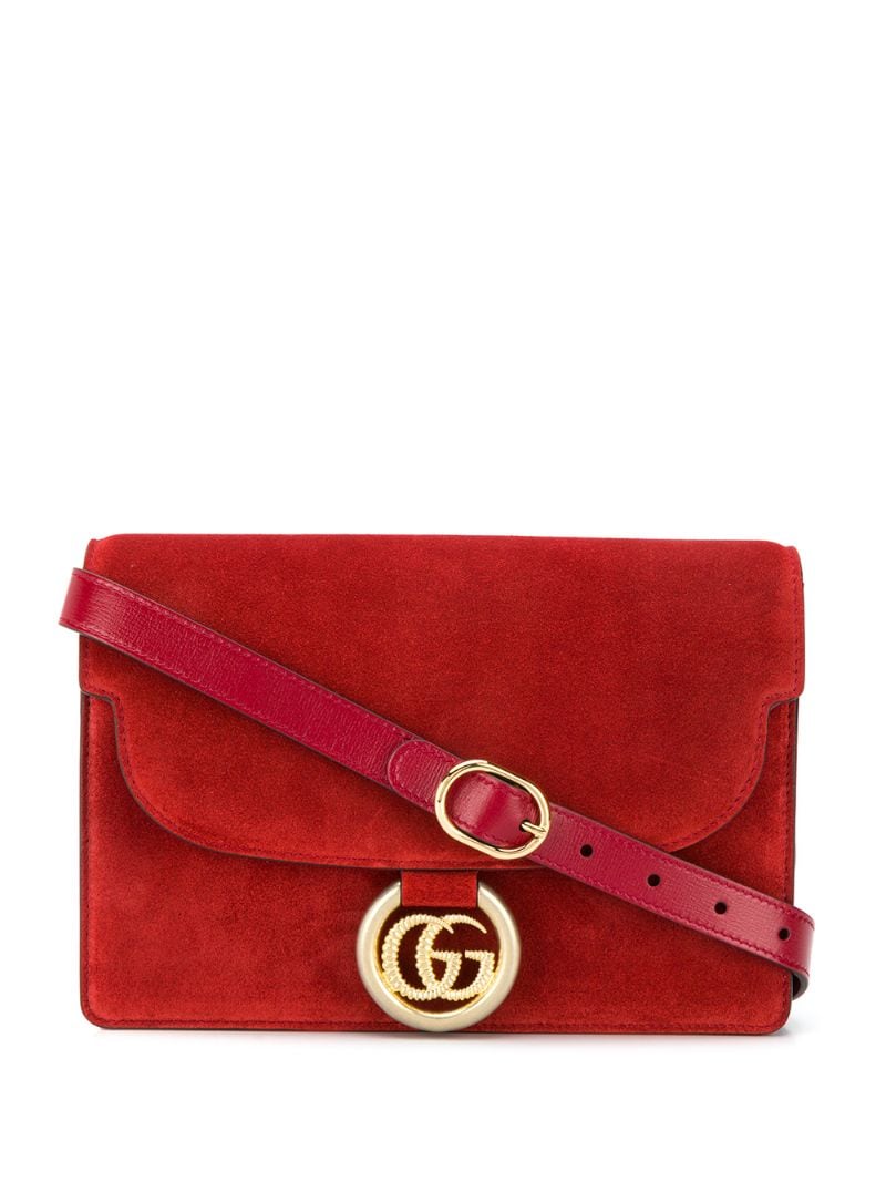 Gucci - logo plaque shoulder bag - women - Leather - One Size - Red