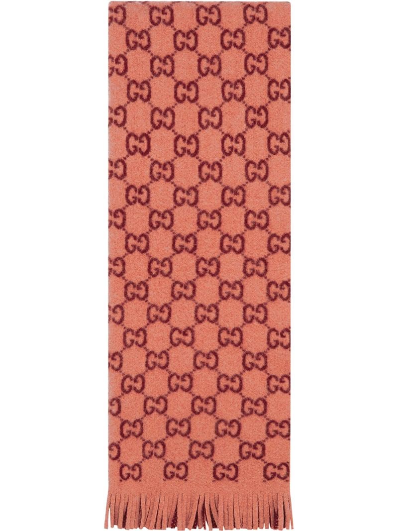 Gucci - GG jacquard print scarf - women - Wool - One Size - PINK
