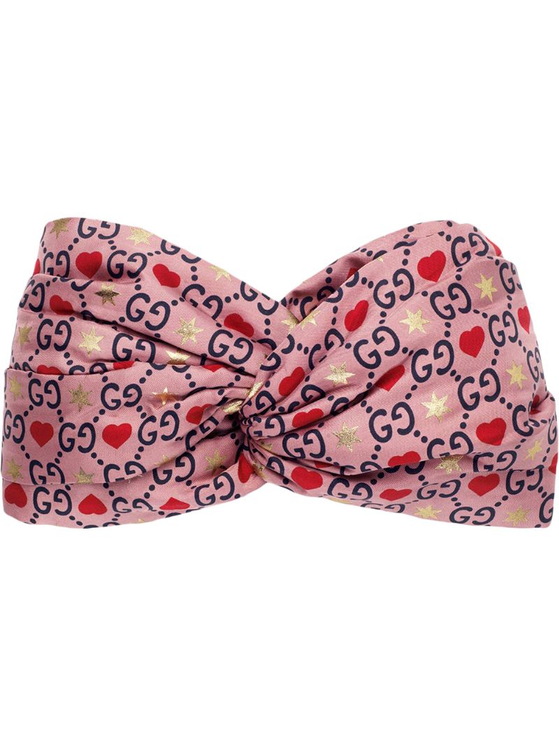 Gucci - hearts and stars print headband - women - Silk/Polyamide - M - PINK