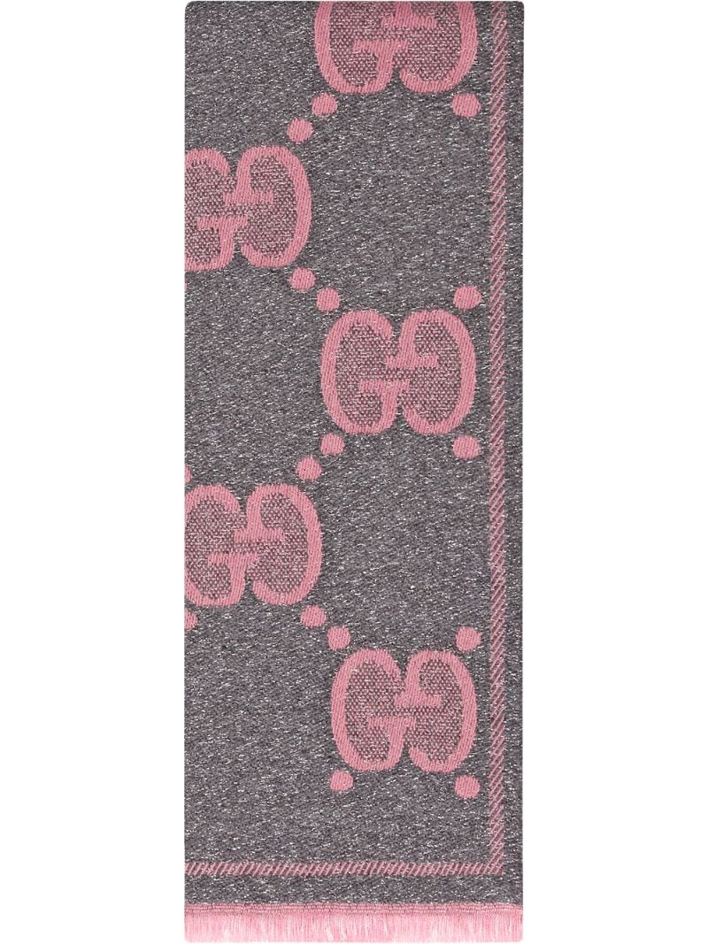 Gucci - GG logo scarf - women - Polyamide/Wool/Metallic Fibre - One Size - Grey