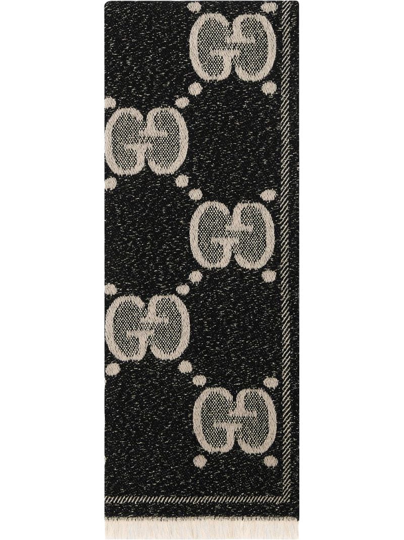 Gucci - GG logo scarf - women - Polyamide/Wool/Metallic Fibre - One Size - Black