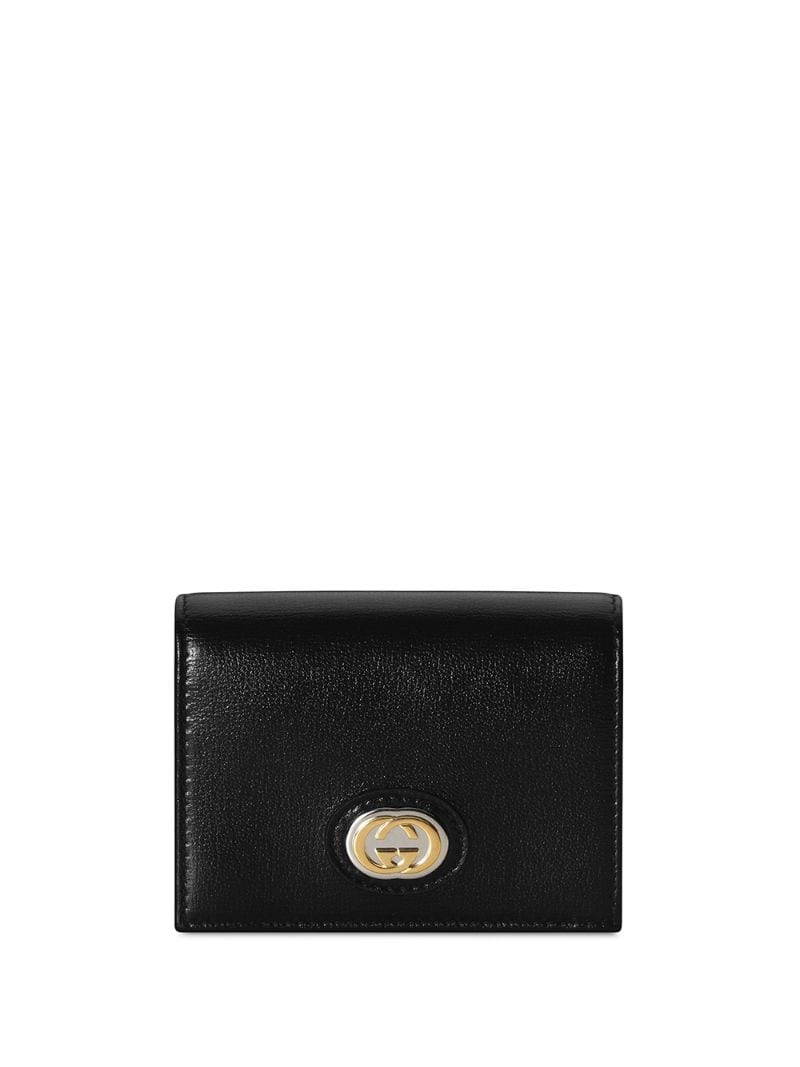 Gucci - GG plaque cardholder - women - Leather/metal/Rayon - One Size - Black