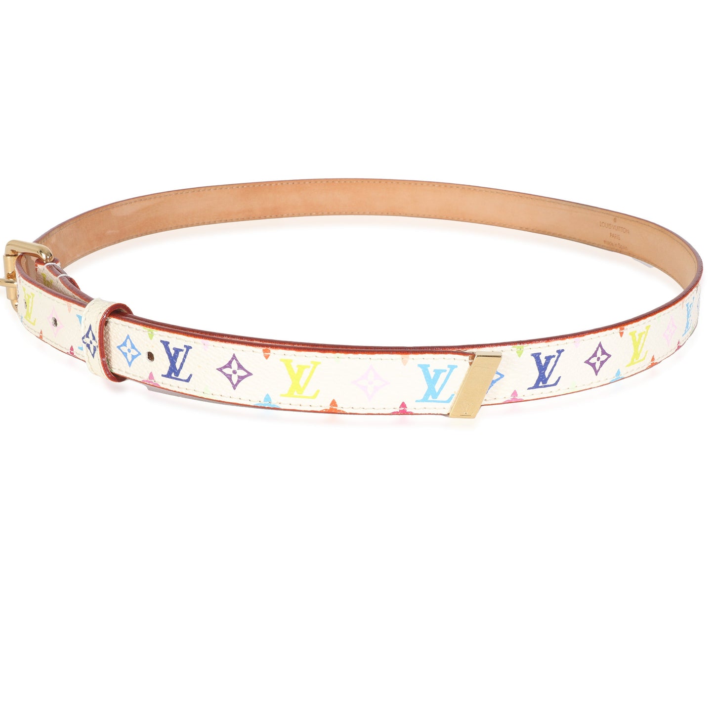 Louis Vuitton Buckle 90 36 Monogram Canvas White Multicolor Belt