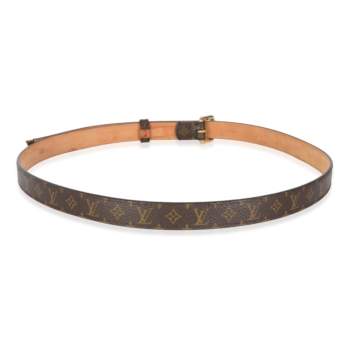 Louis Vuitton Buckle 90 36 Monogram Canvas Gold Belt