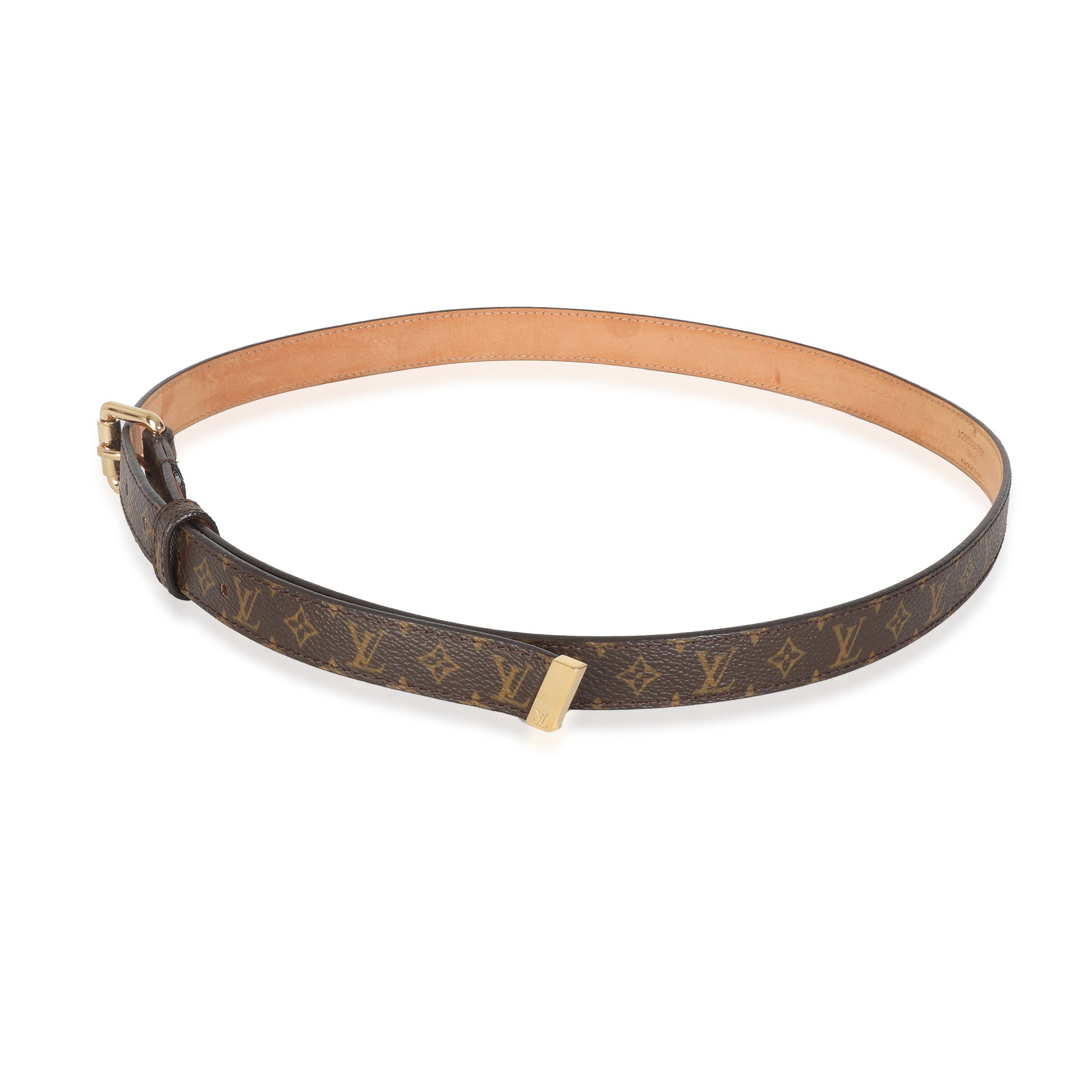 Louis Vuitton Buckle 90 36 Monogram Canvas Gold Belt