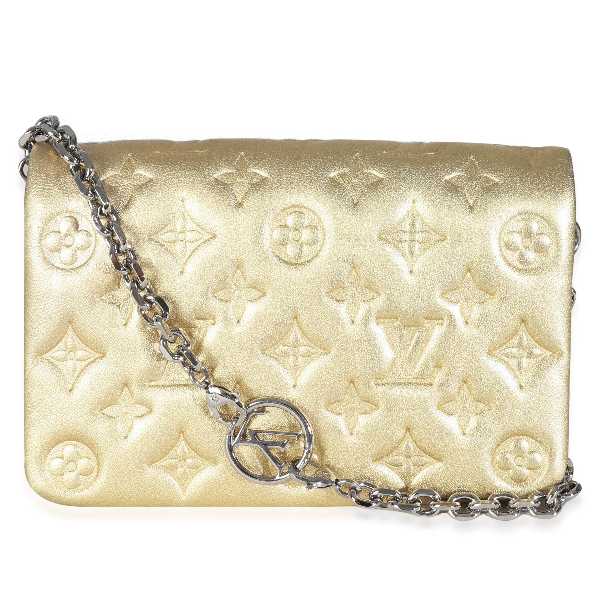 Louis Vuitton ette Coussin Monogram Lambskin Gold Clutch Bag