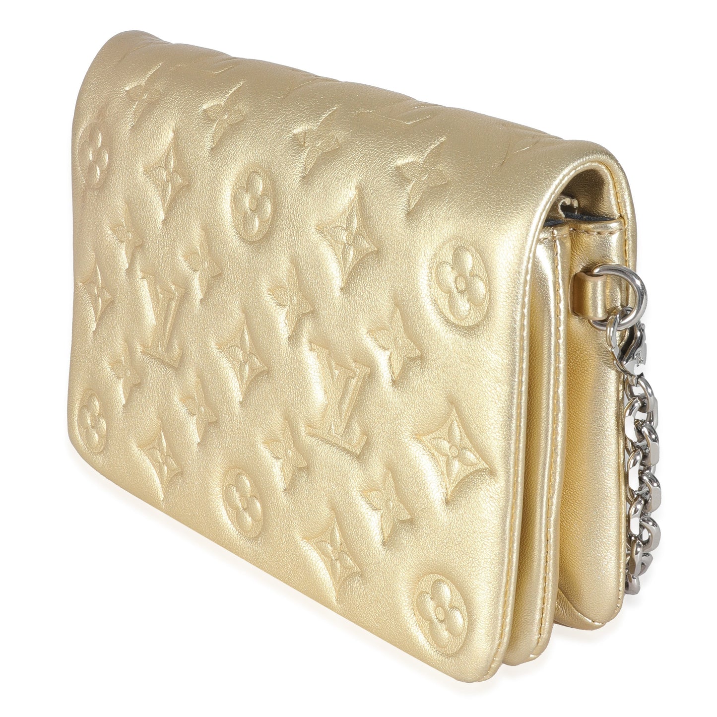 Louis Vuitton ette Coussin Monogram Lambskin Gold Clutch Bag