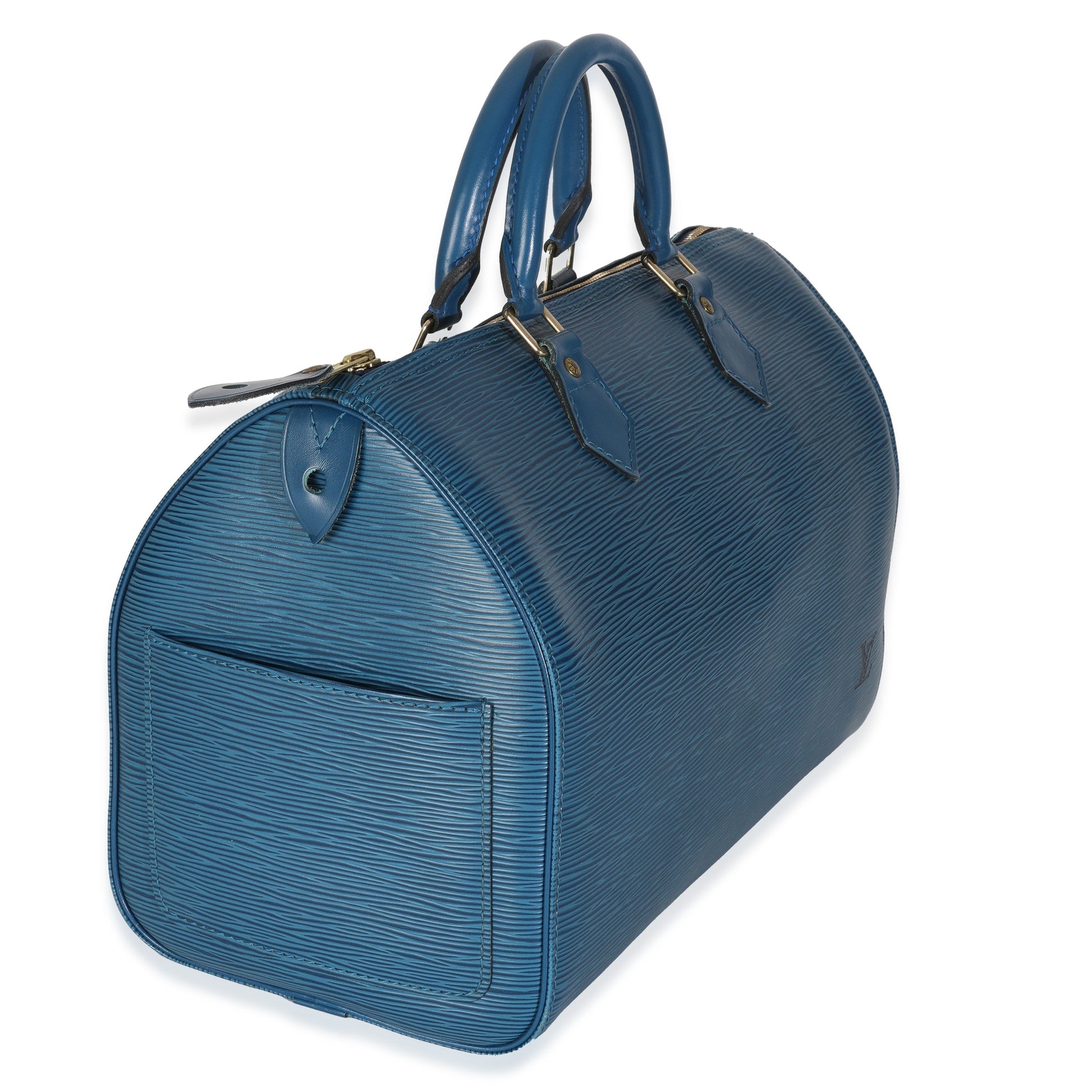 Louis Vuitton Toledo Epi Speedy 30 Blue Handbag