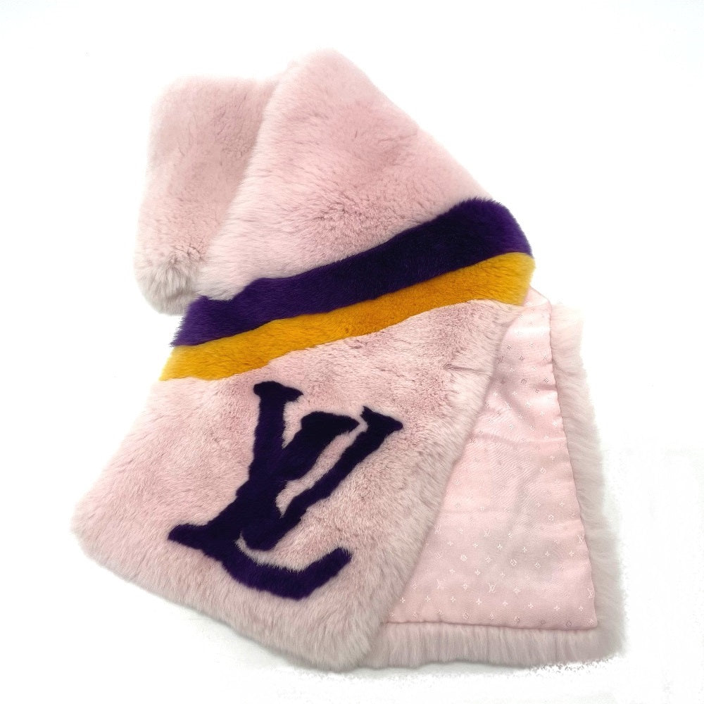 Louis Vuitton Scarf M70272 Silk Fur Escalp Pink Logo