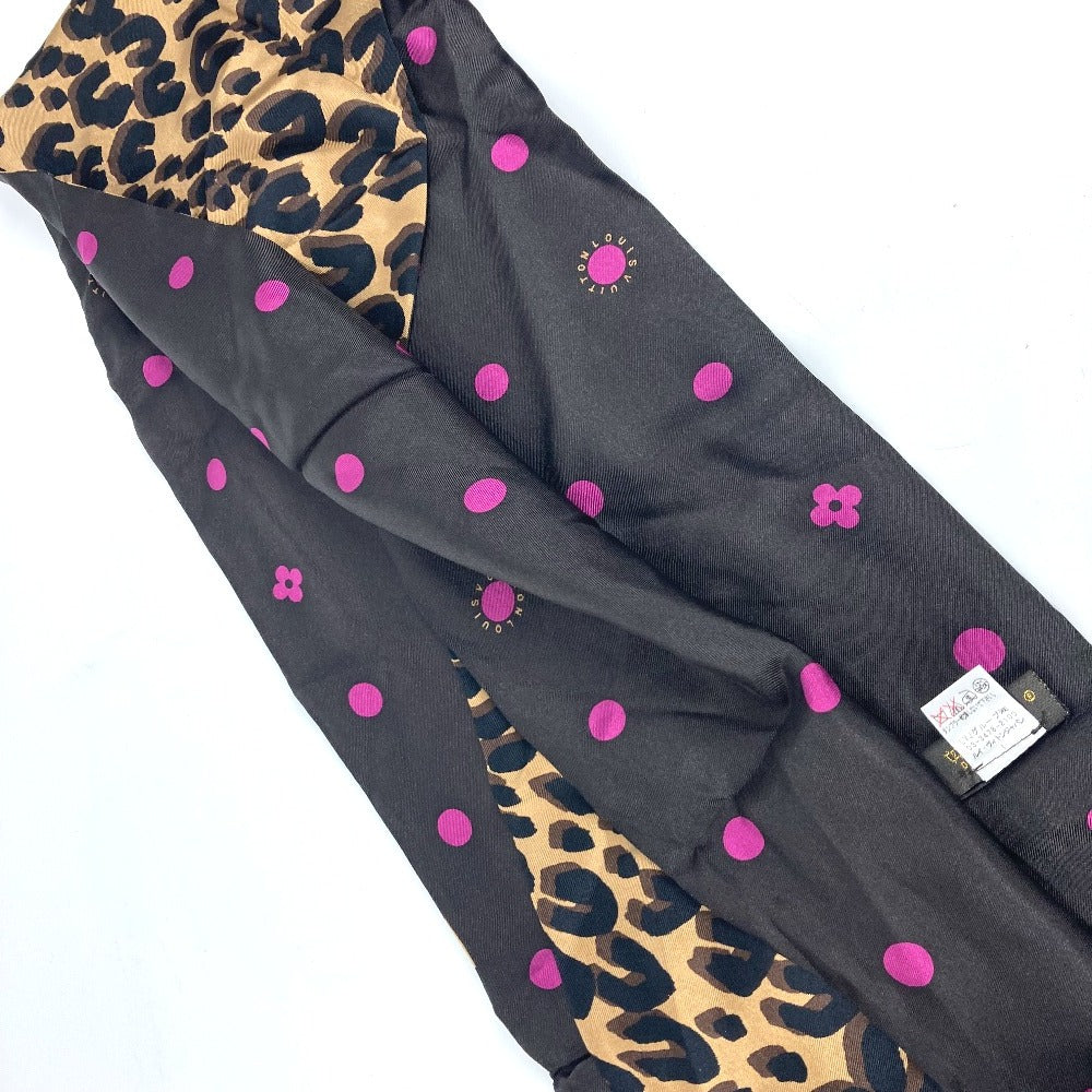 Louis Vuitton Scarf silk Leopard snood Brown Logo