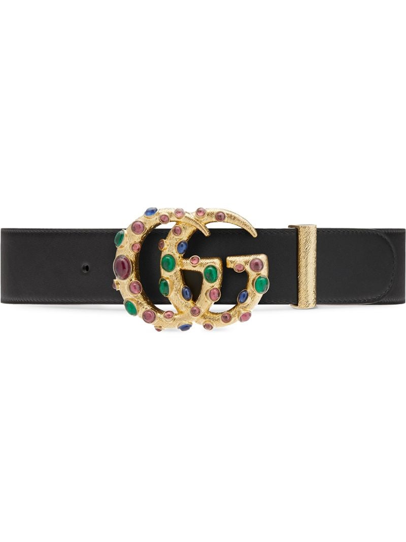 Gucci - embellished GG buckle belt - women - Leather - 70, 75, 80, 85, 90, 95 - Black