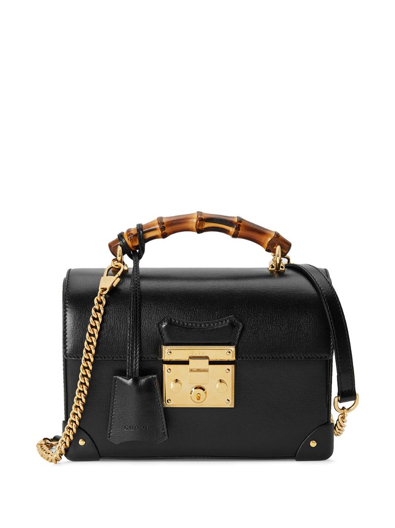 Gucci - small Padlock shoulder bag - women - Bamboo/Leather/metal/Microfibre - One Size - Black