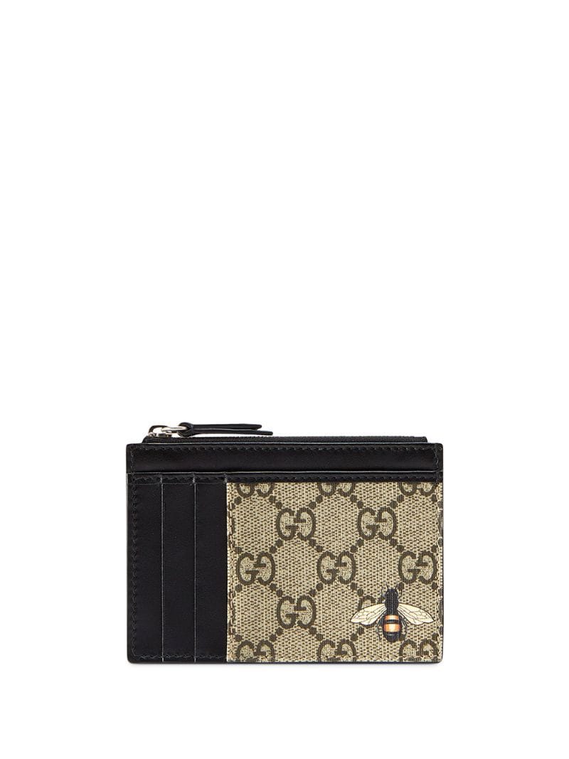 Gucci - GG Supreme bee print wallet - women - Leather/Polyester/Canvas - One Size - Brown