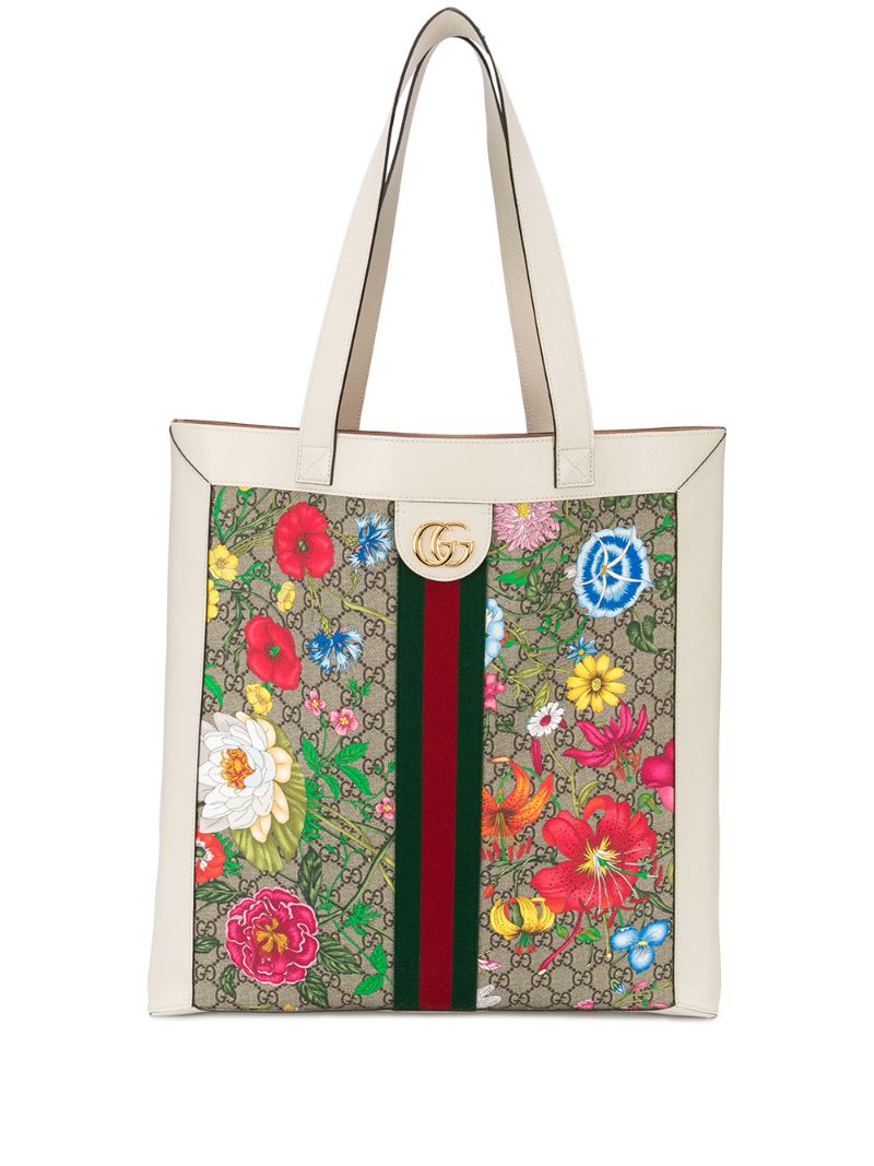 Gucci - Ophidia GG Flora tote - women - Polyurethane - One Size - NEUTRALS