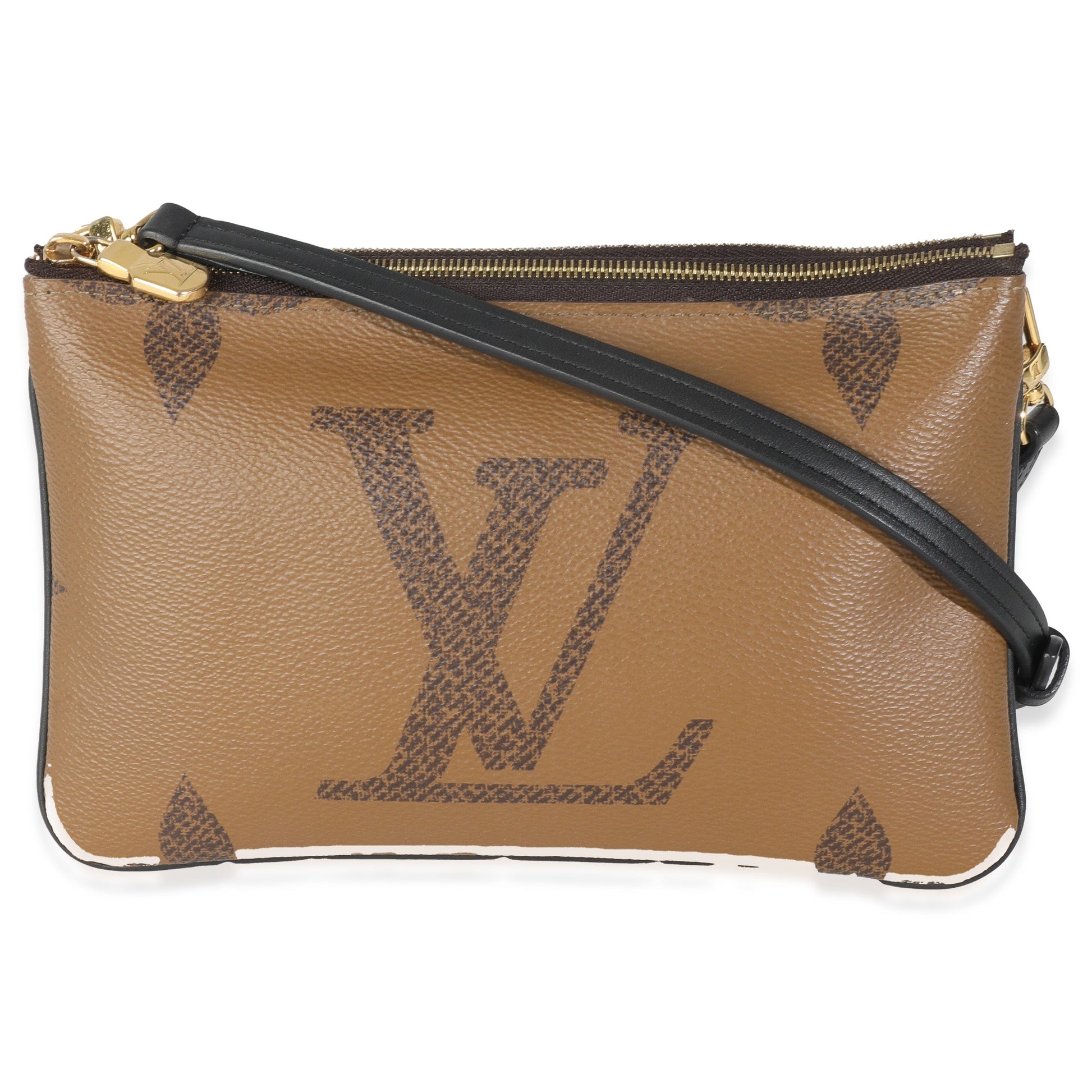 Louis Vuitton Reverse Giant Double Zip Pochette Monogram Canvas Clutch Bag
