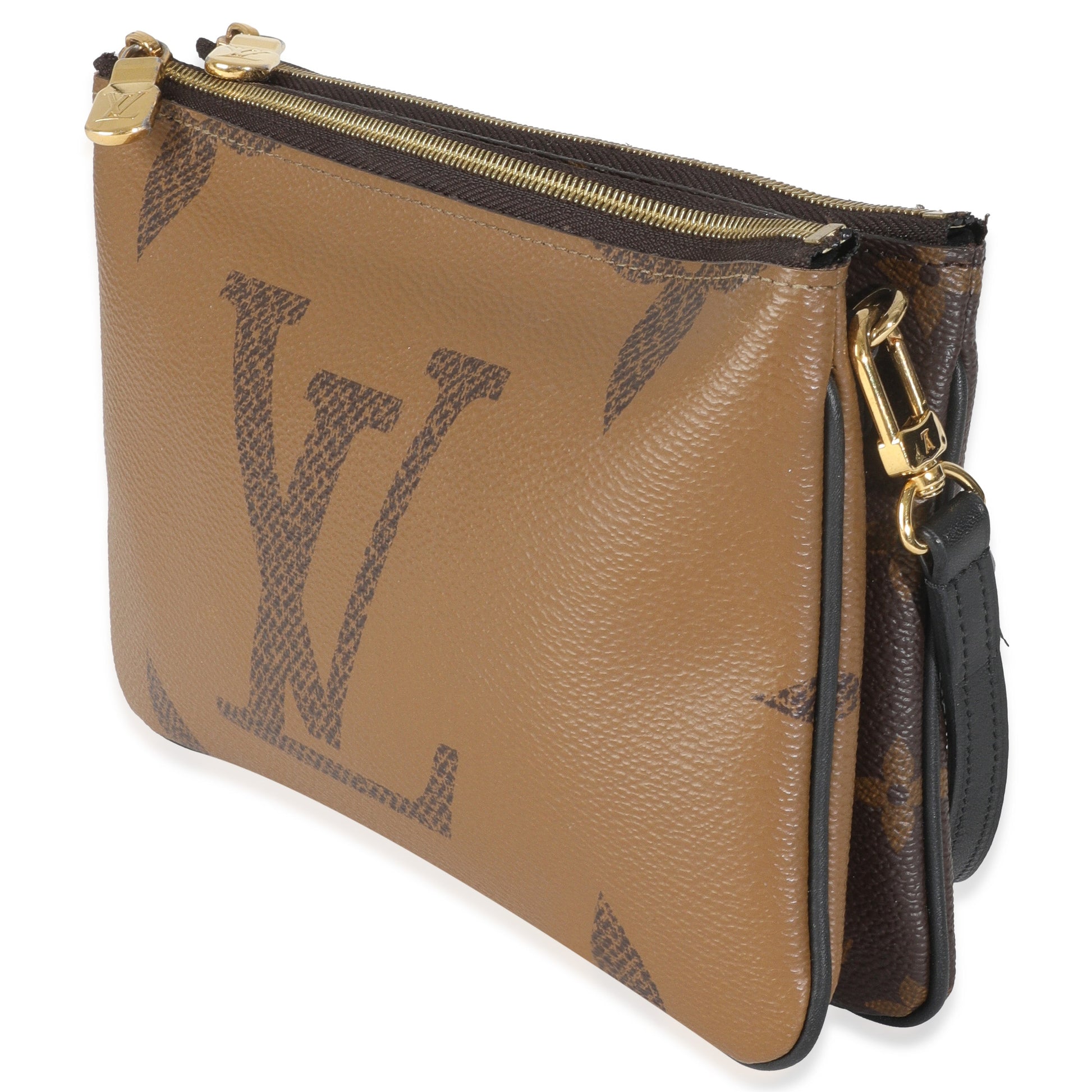Louis Vuitton Reverse Giant Double Zip Pochette Monogram Canvas Clutch Bag