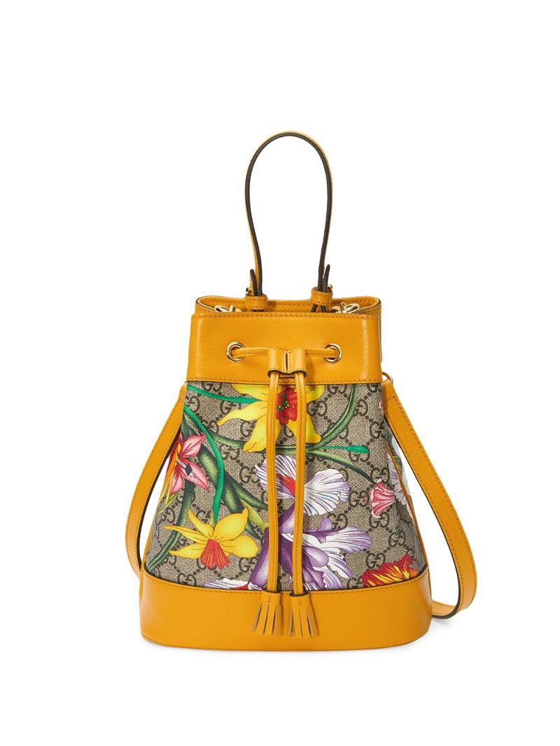 Gucci - Ophidia Flora pattern backpack - women - Leather/Suede/Canvas/Microfibre - One Size - yellow