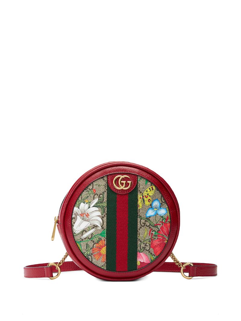 Gucci - Ophidia Flora pattern shoulder bag - women - Leather/Suede/Canvas/Microfibre - One Size - Red