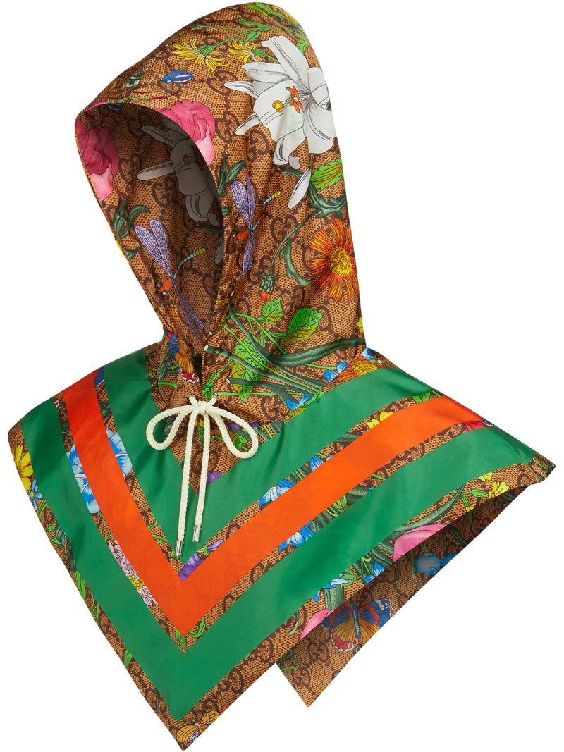 Gucci - GG Flora print hood - women - Polyamide - M - Green