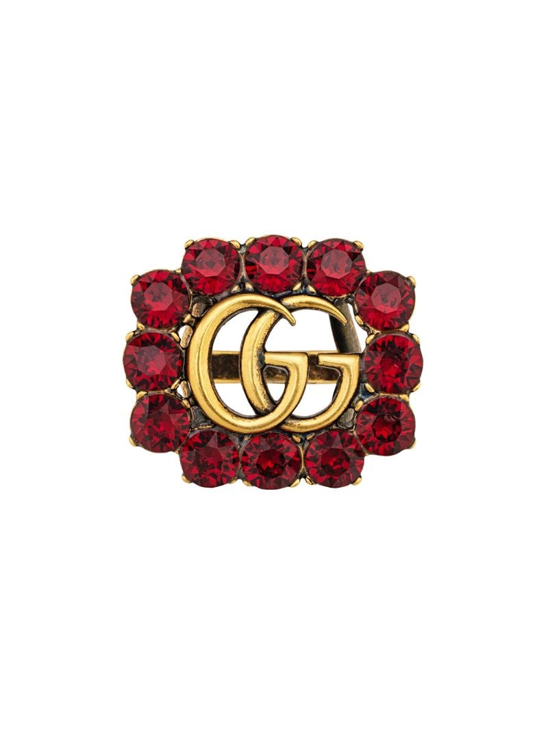 Gucci - crystal Double G ring - women - Gold/metal - 52, 54, 53, 56 - 8580 Undefined