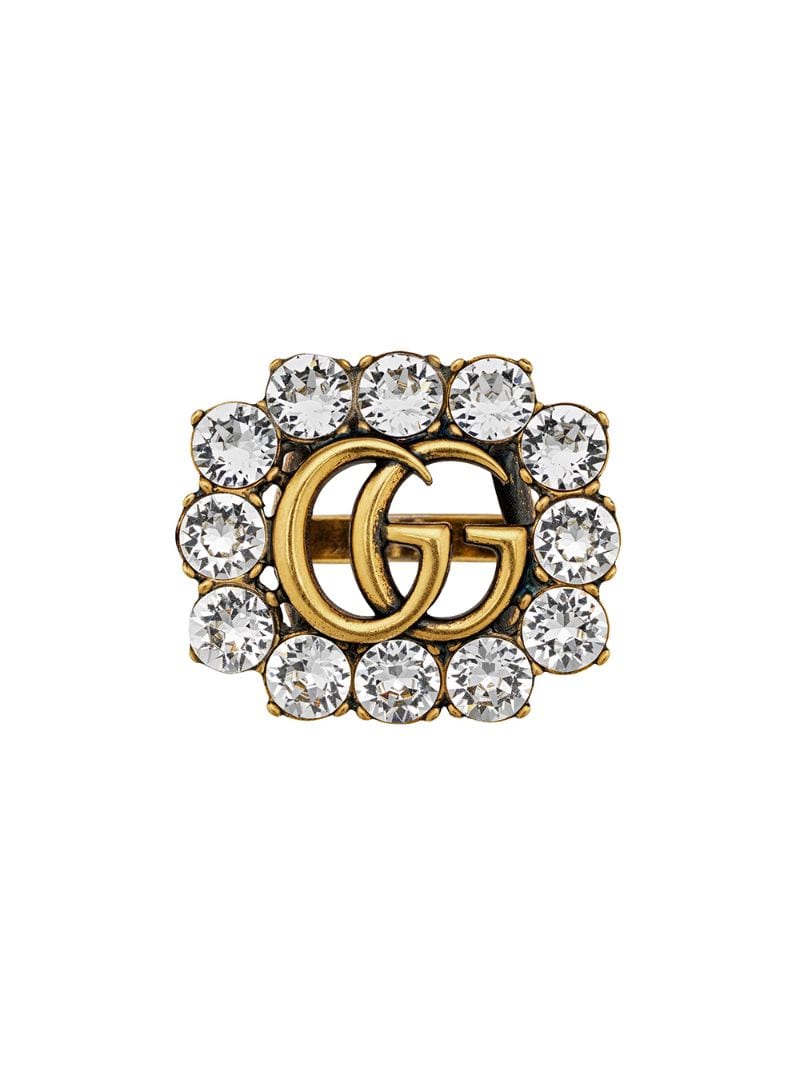 Gucci - Crystal Double G ring - women - Gold/metal - 50, 46 - 8066 Undefined