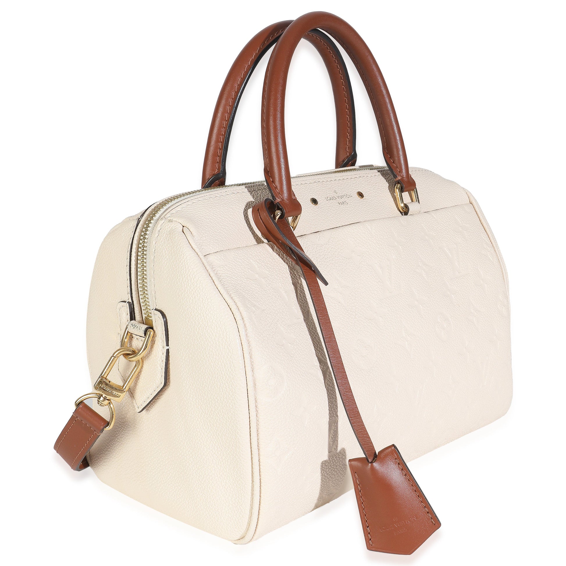 Louis Vuitton Empreinte Caramel Speedy Bandouliere 25 Calfskin Cream Handbag