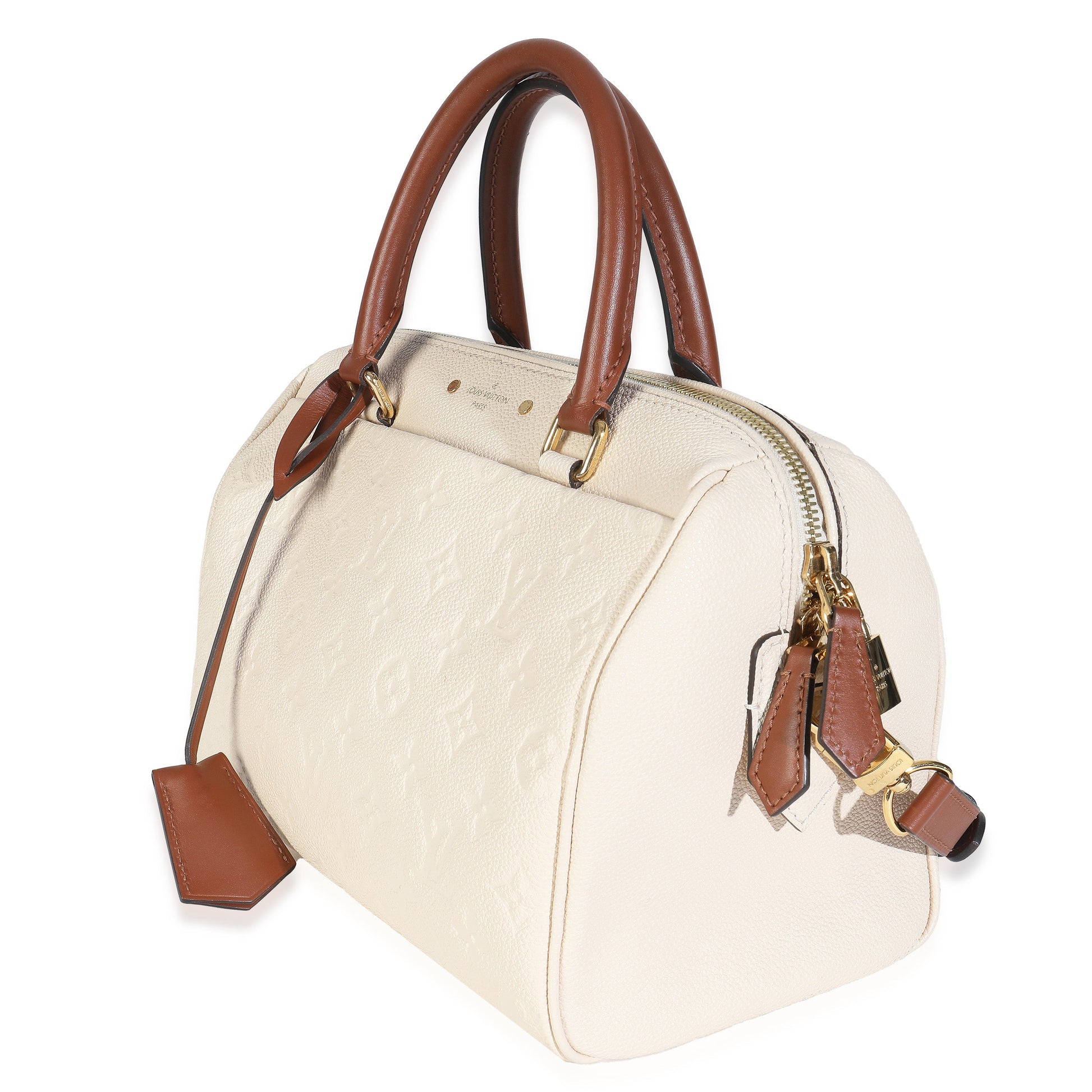 Louis Vuitton Empreinte Caramel Speedy Bandouliere 25 Calfskin Cream Handbag
