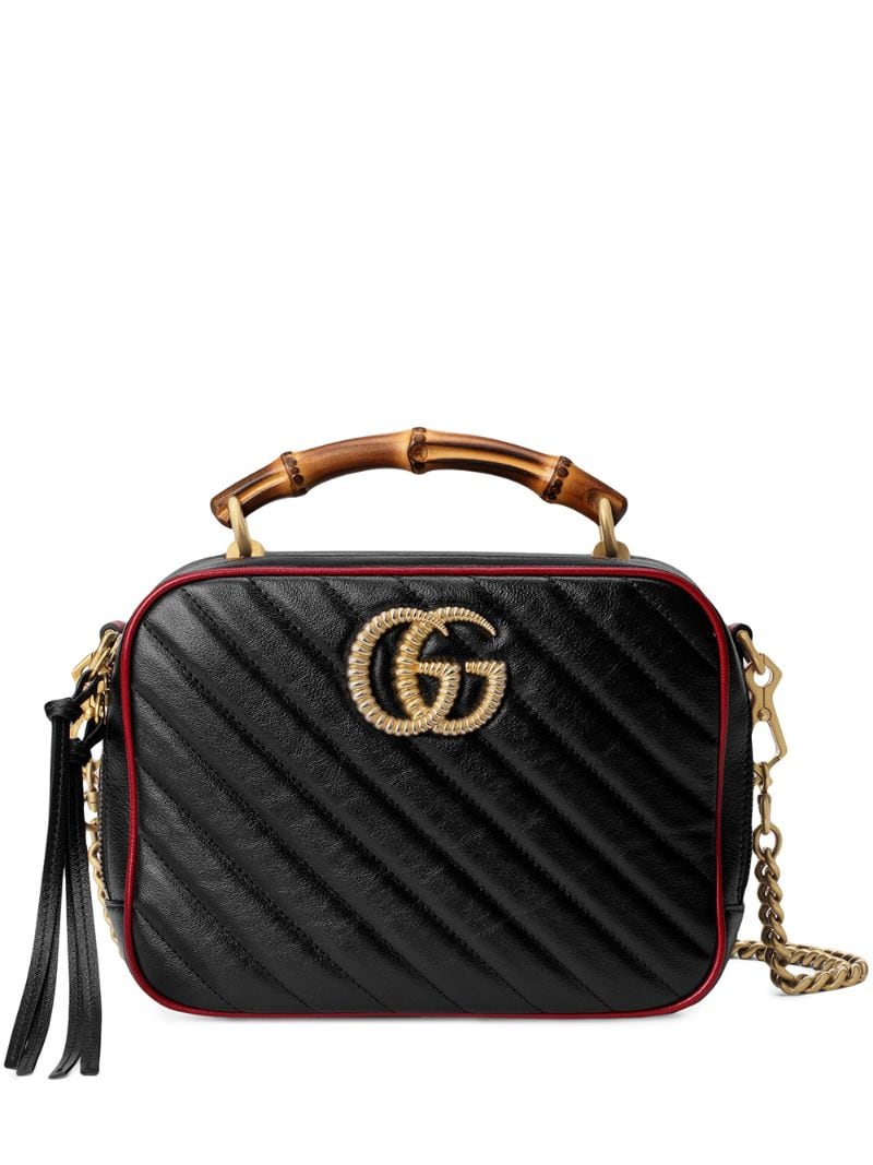 Gucci - bamboo handle Marmont shoulder bag - women - Bamboo/Leather - One Size - Black
