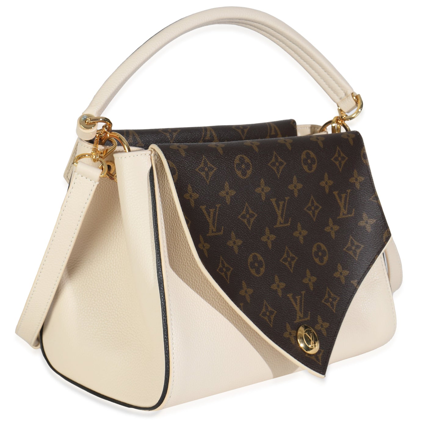 Louis Vuitton Grained Double V Monogram Canvas Calfskin Cream Tote Bag