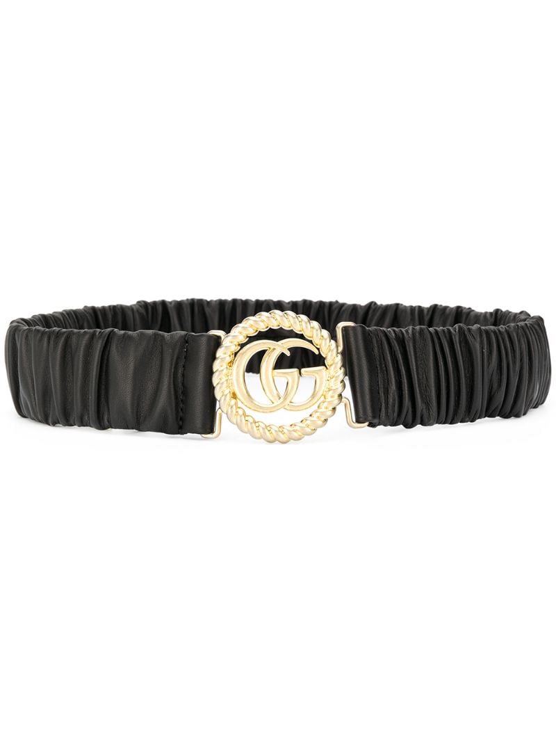 Gucci - ruched leather logo belt - women - Leather - 80, 85, 90, 75 - Black