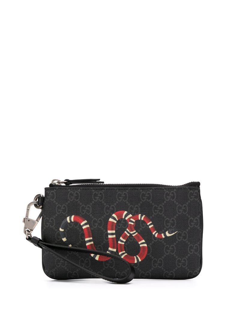 Gucci - Kingsnake print GG Supreme iPhone pouch - men - Calf Leather - One Size - Black