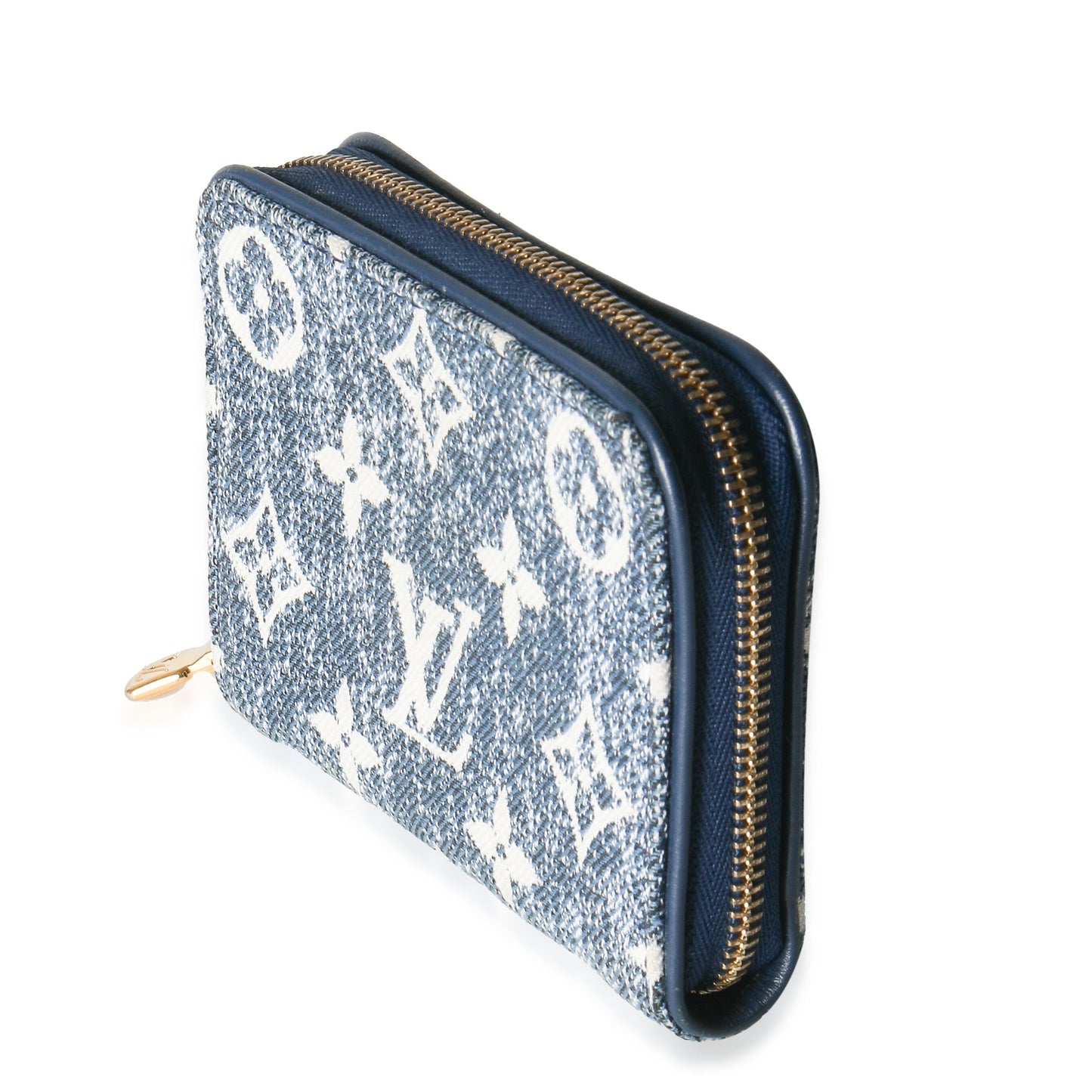 Louis Vuitton Bleu Jacquard Zippy Coin Purse Monogram Denim Wallet Case
