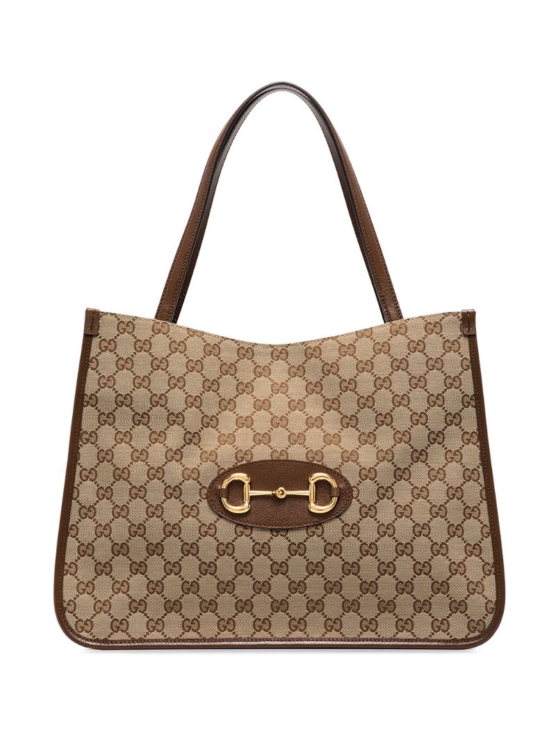 Gucci - Gucci 1955 Horsebit tote bag - women - Leather/Canvas - One Size - Brown