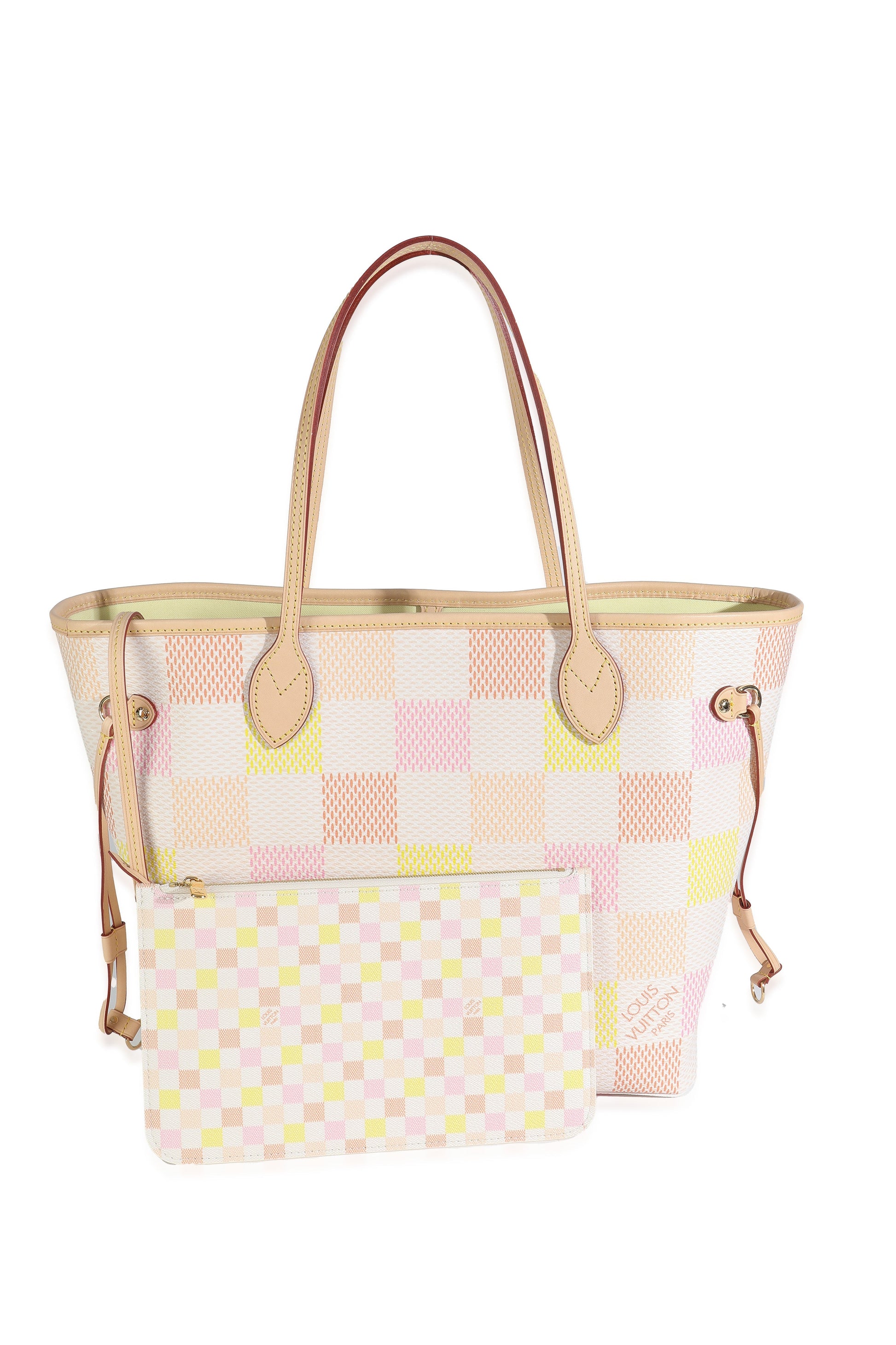 Louis Vuitton Peach Damier Giant Neverfull MM Canvas Tote Bag