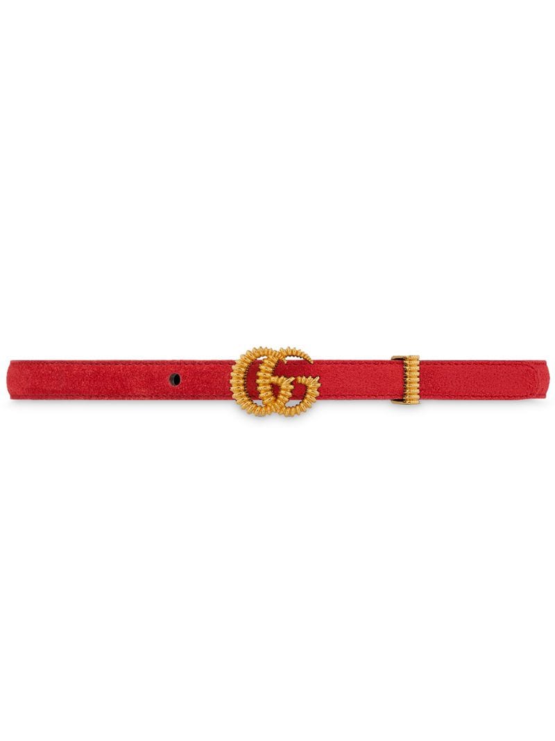 Gucci - Double G suede belt - women - Suede/metal - 65, 70, 75, 90 - Red
