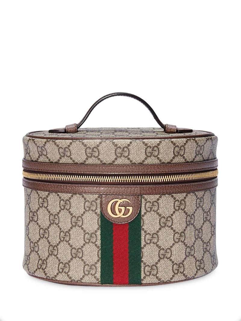 Gucci - GG logo makeup bag - women - Leather/Nylon/Canvas/metal - One Size - NEUTRALS
