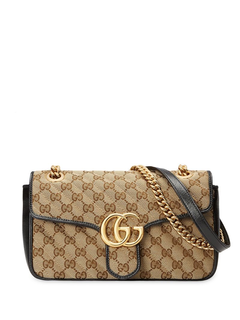 Gucci - small GG Marmont shoulder bag - women - Leather/Canvas/metal/Microfibre - One Size - NEUTRALS