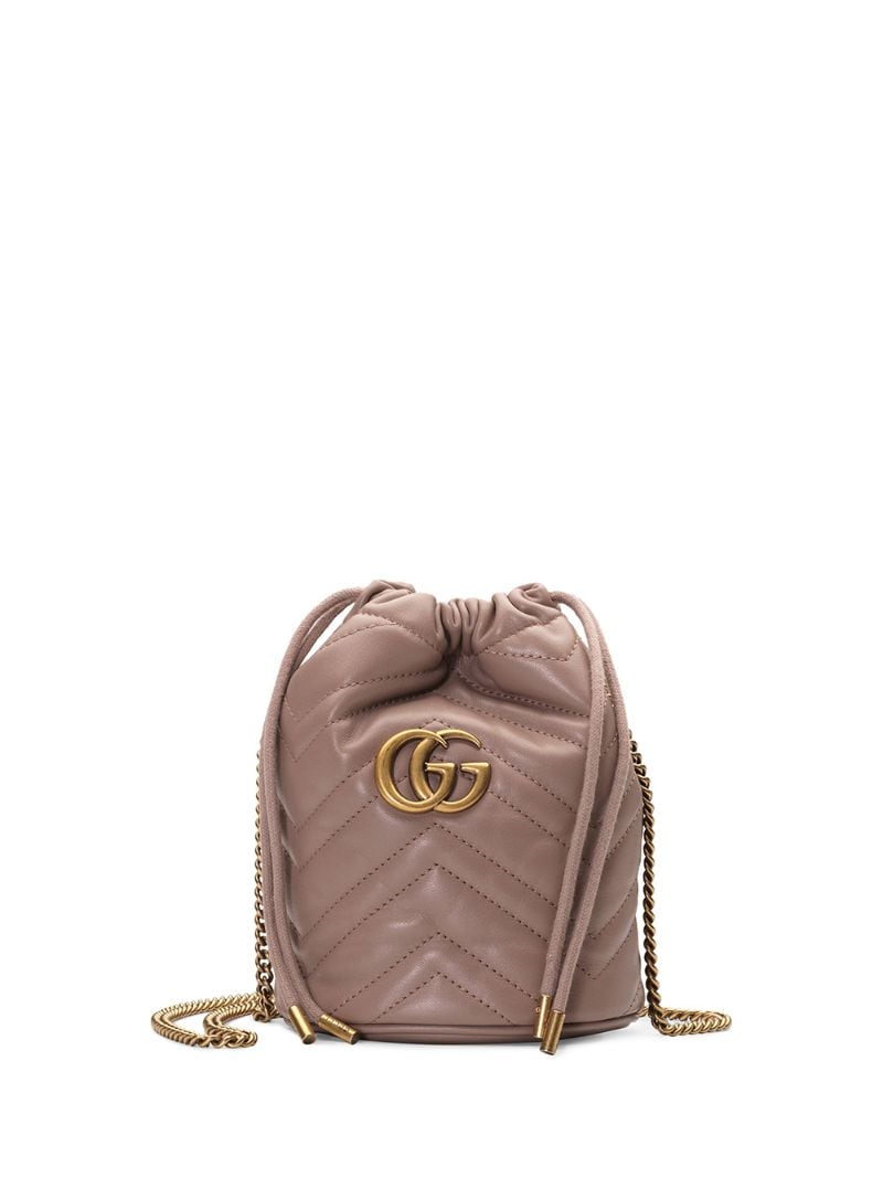 Gucci - GG Marmont mini bucket bag - women - Leather/Polyester/metal/Microfibre - One Size - Brown