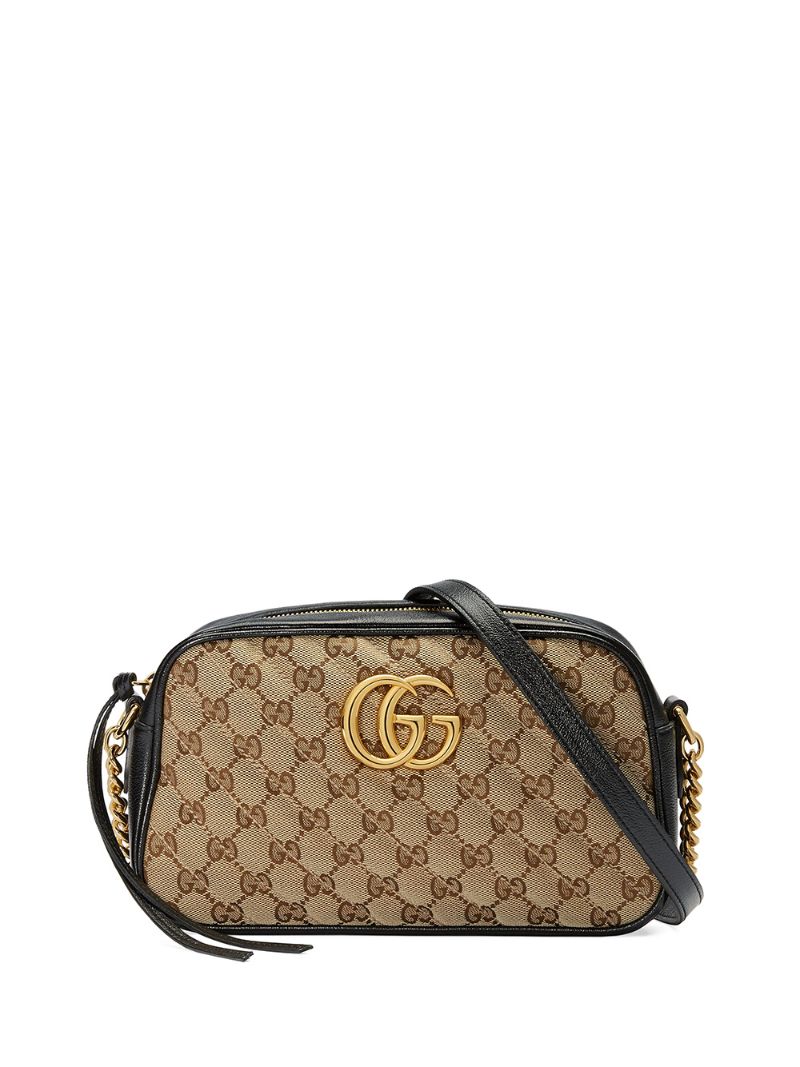 Gucci - GG Marmont small shoulder bag - women - Leather/Canvas/Gold Plated Metal/Microfibre - One Size - NEUTRALS
