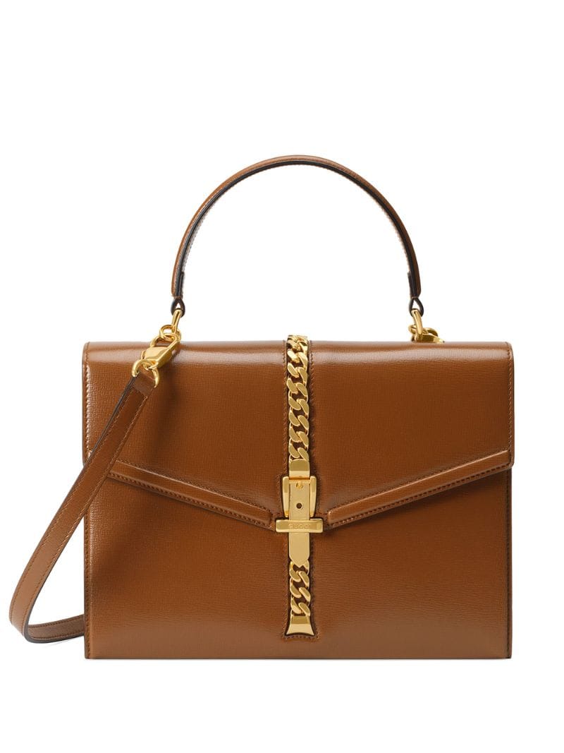 Gucci - Sylvie 1969 tote bag - women - Leather/Gold Plated Metal - One Size - Brown