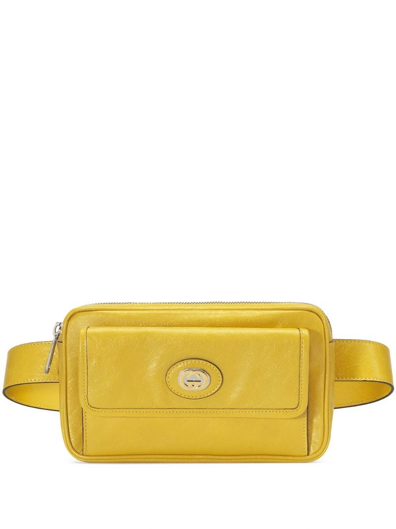 Gucci - GG logo belt bag - men - Cotton/Leather/Gold Plated Metal - 95 - yellow