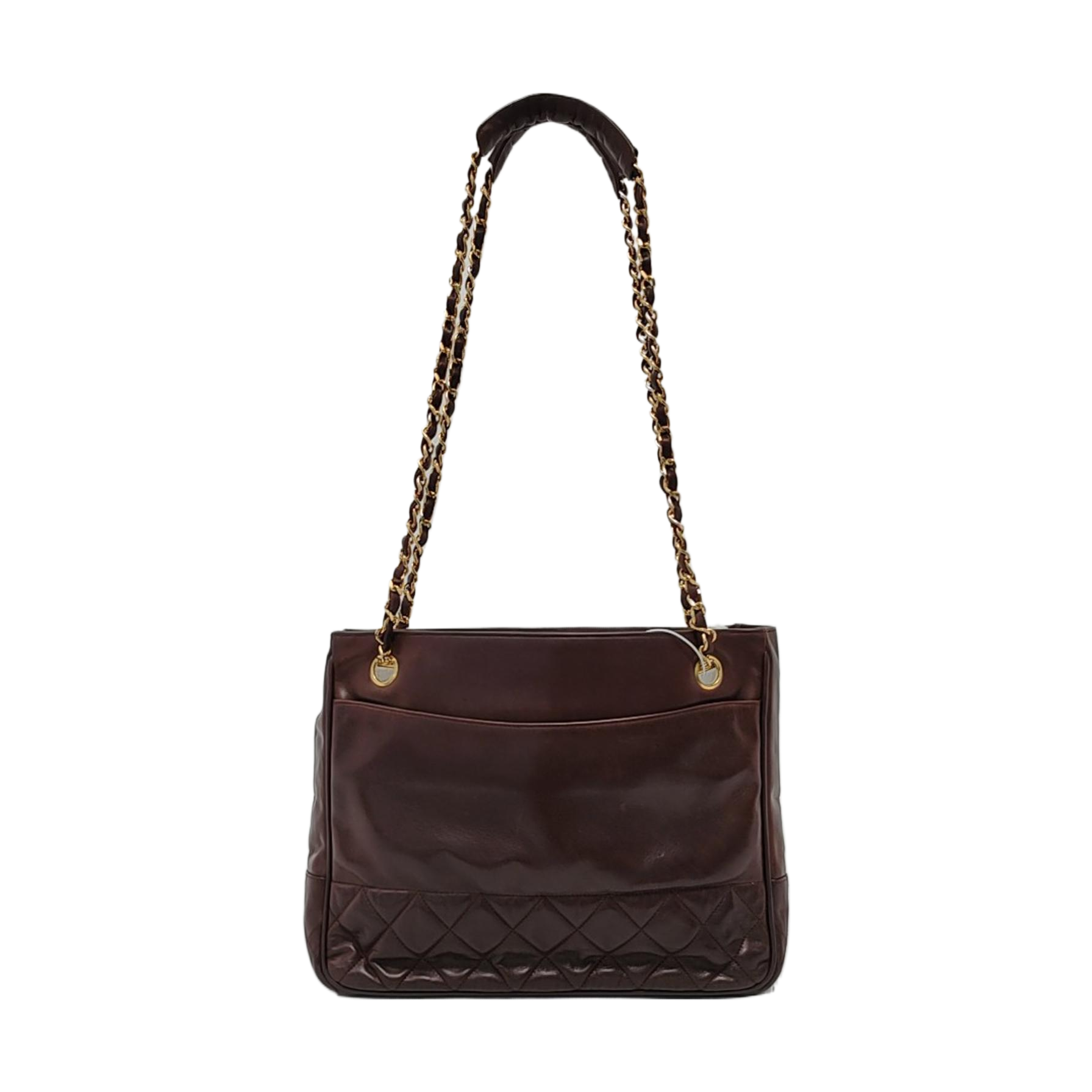 Chanel CC Logo Calfskin Double -88 Brown Gold Leather Tote Bag