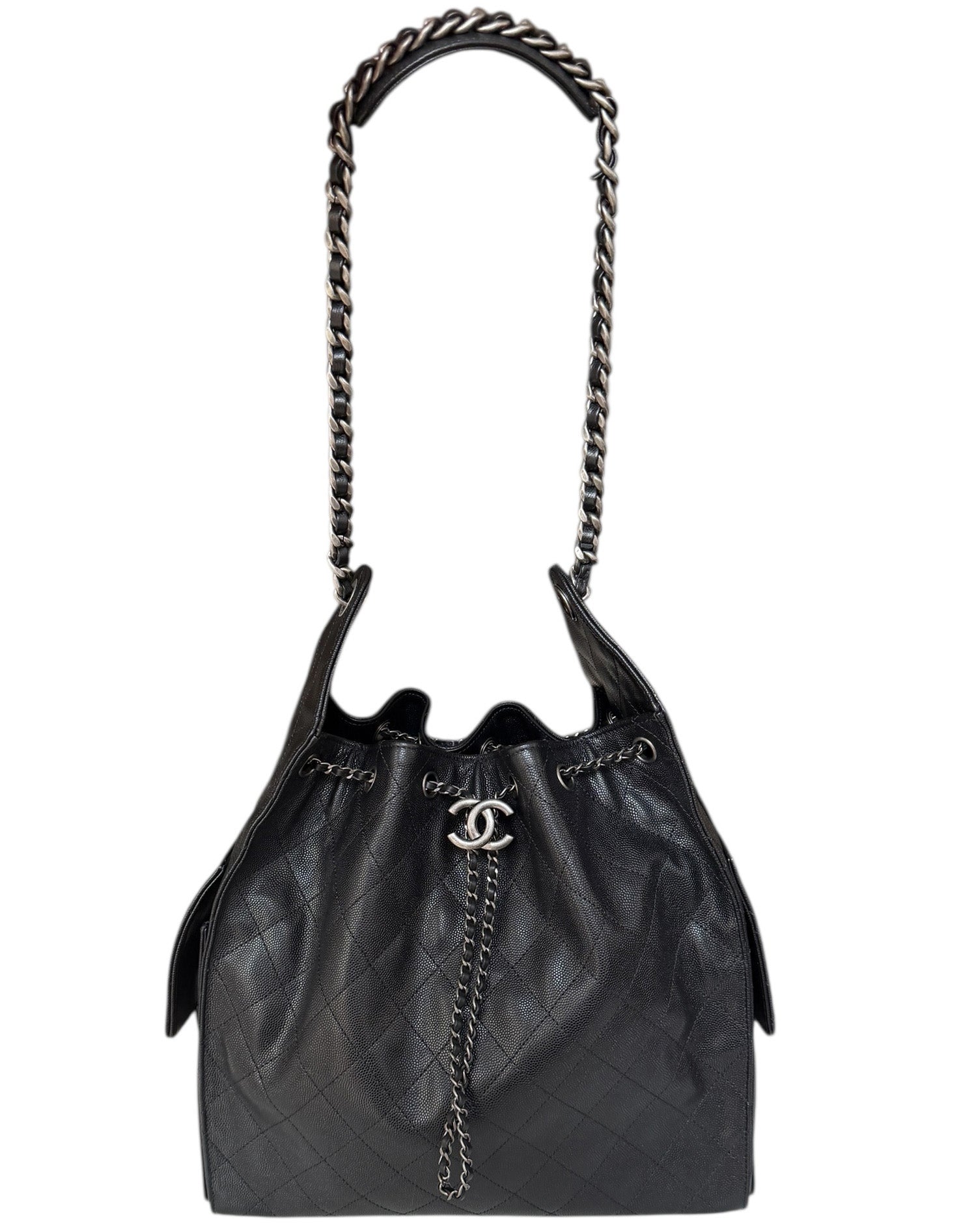 Chanel 2026 Black Leather Medium 25 Hobo