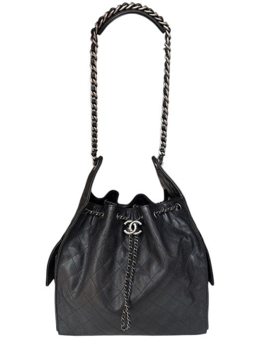 Chanel 2026 Black Leather Medium 25 Hobo