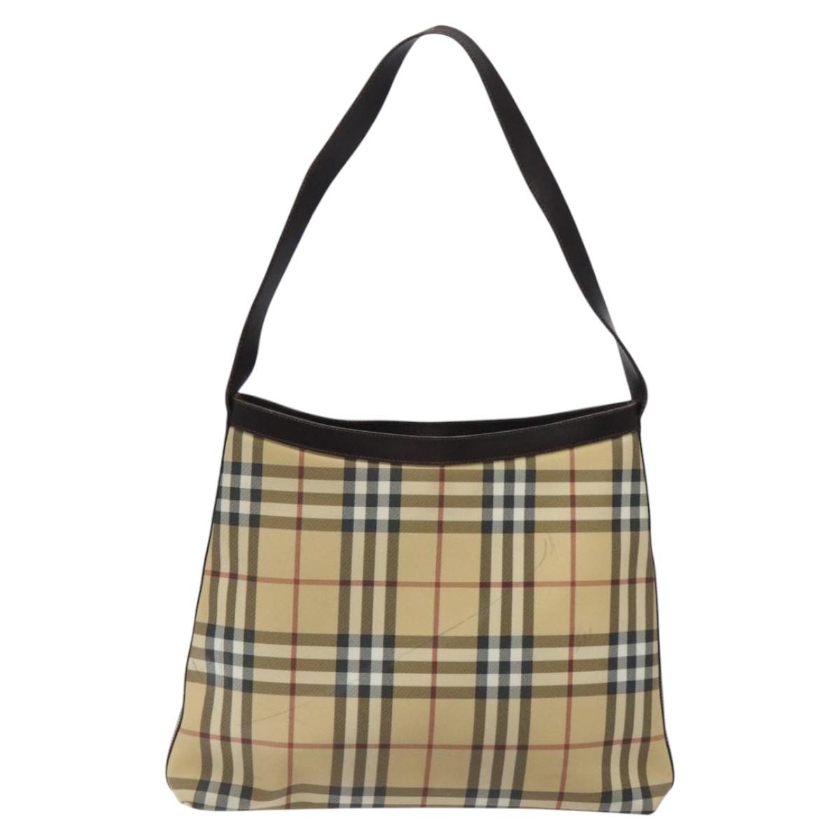 Burberry Nova Check Shoulder Bag Canvas Beige Shoulder Bag 120